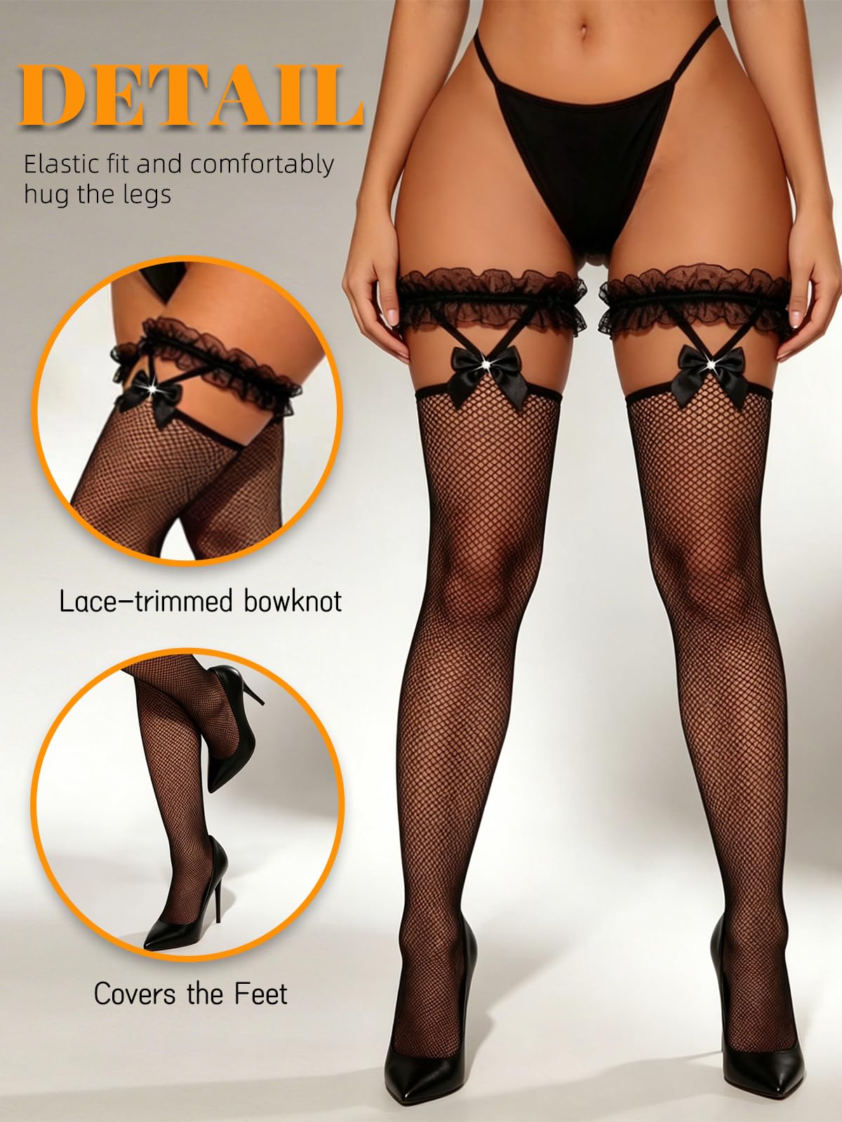 Buitifo Woman Sexy Tights Fishnet Stockings Sexy Thigh High Pantyhose Hosiery (BlackLace,M)