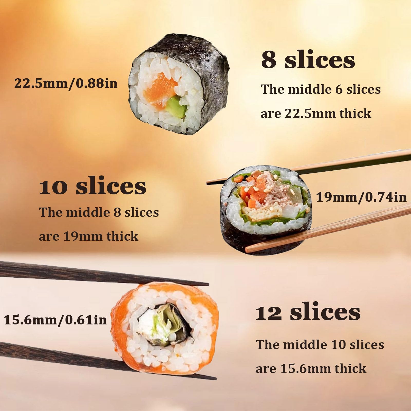 Automatische Sushi-Rollenschneidemaschine Desktop-Multifunktions-Sushi-Rollenschneider 55 W elektrischer Sushi-Maker abnehmbare Klinge für Restaurantküche Snackbar 8pieces