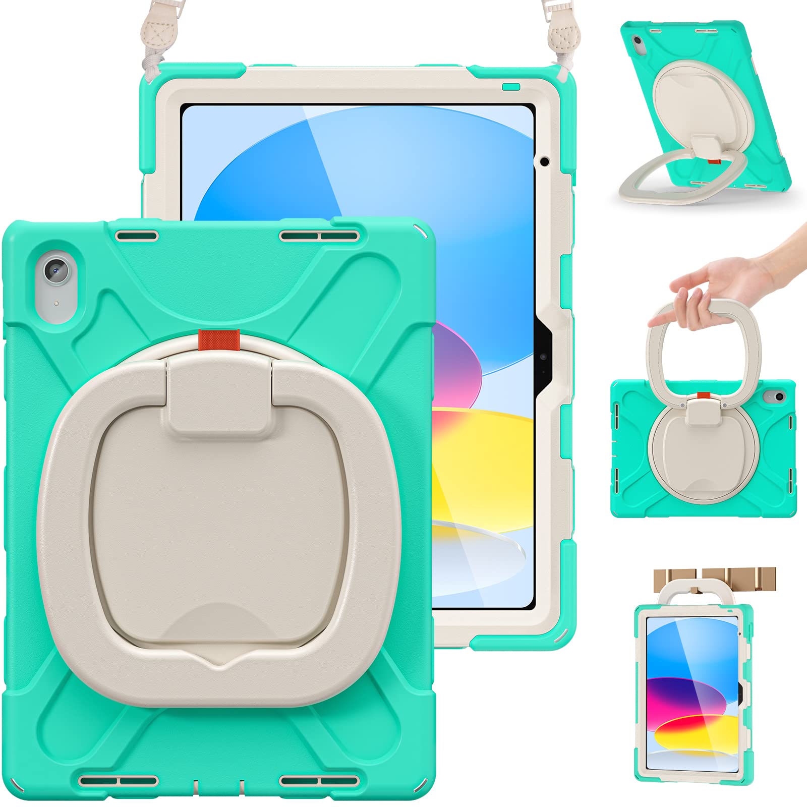 BRAECN Kids Case for iPad (A16) 11th/10th Generation 11”/10.9'' 2025/2022-Shockproof Silicone Cover w/Screen Protector/Pencil Holder/Swivel Handle