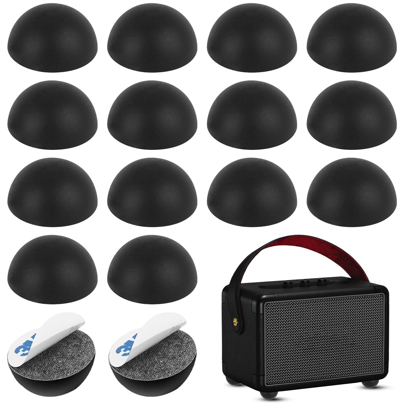 Piedini Isolanti Autoadesivi in Silicone 30mm x 15mm per Altoparlanti e Giradischi (Nero)