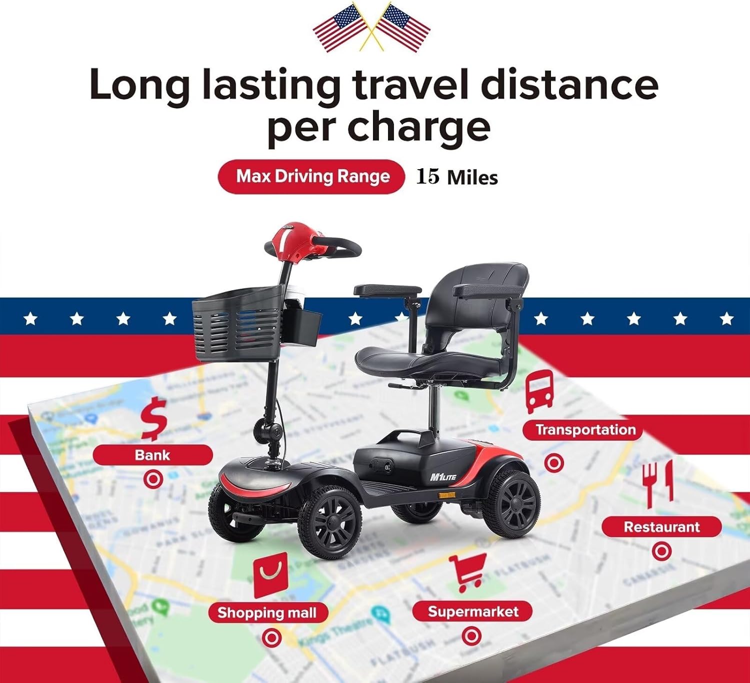 Mobility scooter with adjustable features and specifications