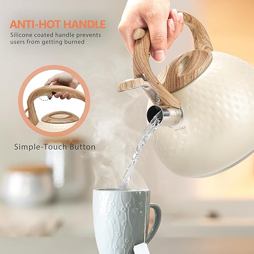 Miniatura 8 de harriet Hervidor de té, tetera para estufa, hervidor silbante de 2.5 cuartos de galón con fondo de 5 capas, teteras de acero inoxidable de grado