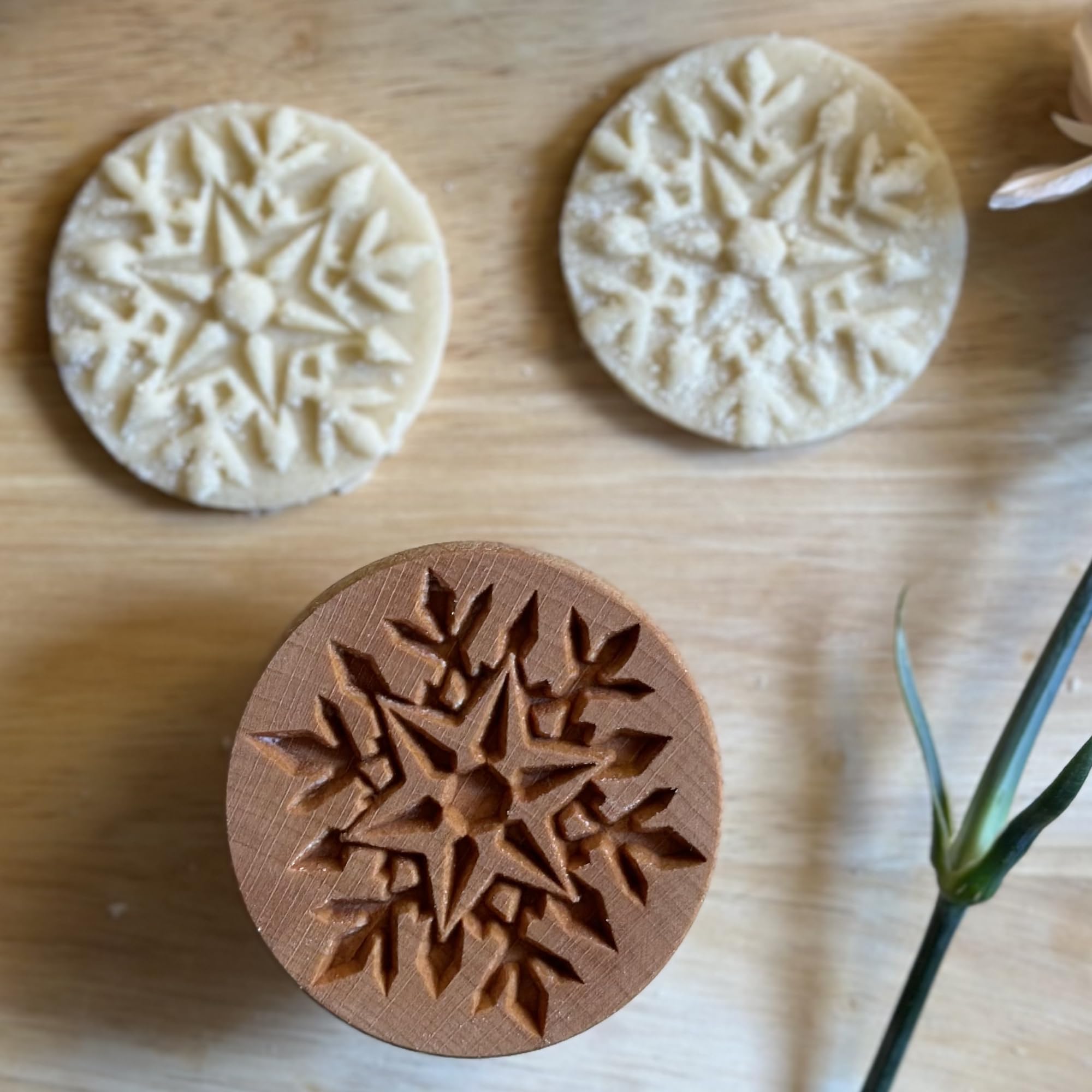 Sello de madera de la galleta, 2.5 pulgadas (copo de nieve CS-017)