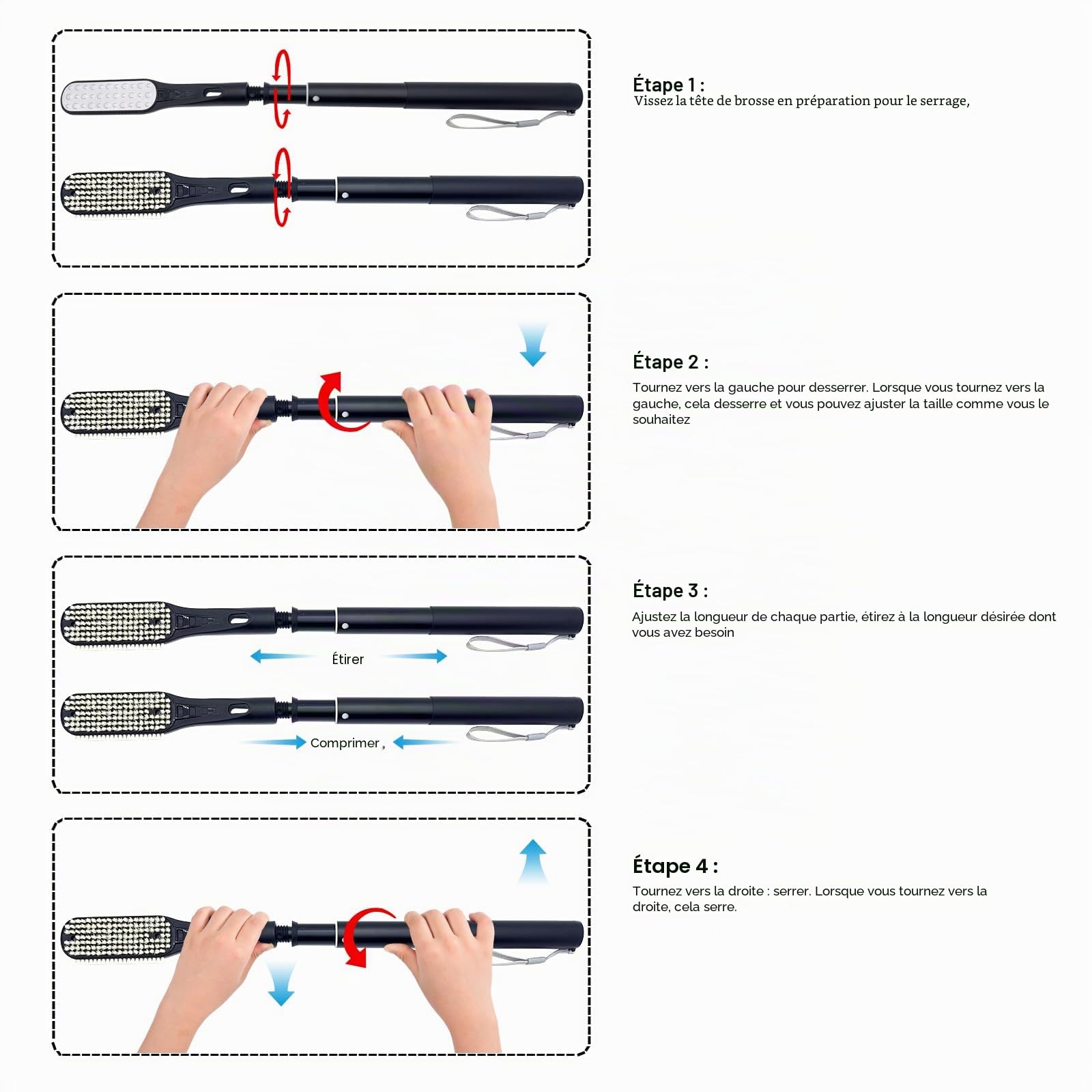 Brosse de Nettoyage pour les Orteils, Brosse Télescopique pour Pieds de Douche, Brosse de Douche pour Pieds pour un Nettoyage en Profondeur et l'Exfoliation pour Femmes, Hommes et Personnes Âgées