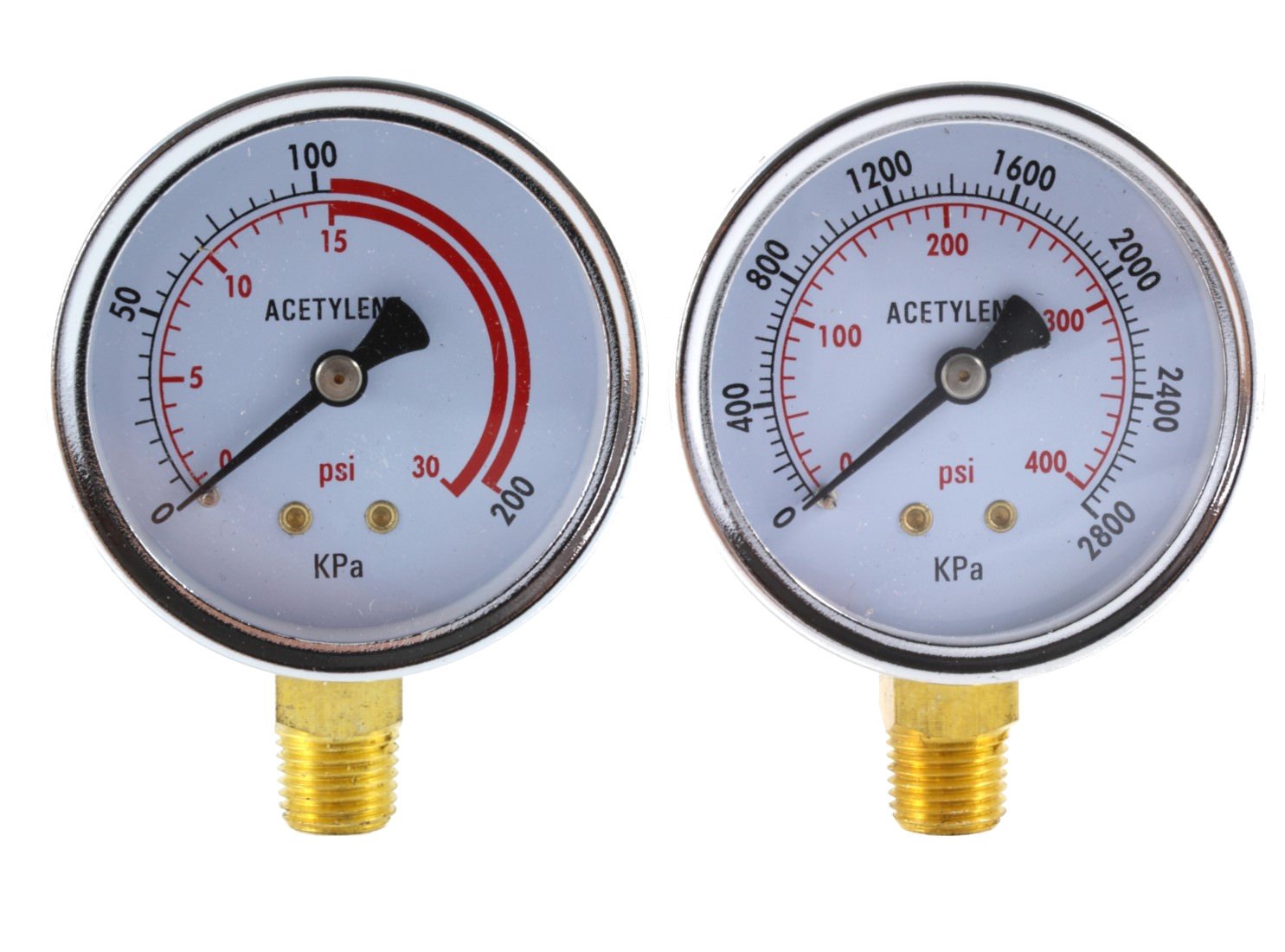 SÜA - Low and High Pressure Gauges for Acetylene Regulator - 2.5 inches (PAIR)