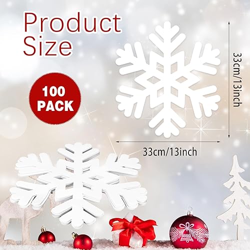 Miniatura 3 de Paquete de 100 manteles individuales desechables de copos de nieve de Navidad, manteles individuales de papel con diseño de copo de nieve, 13