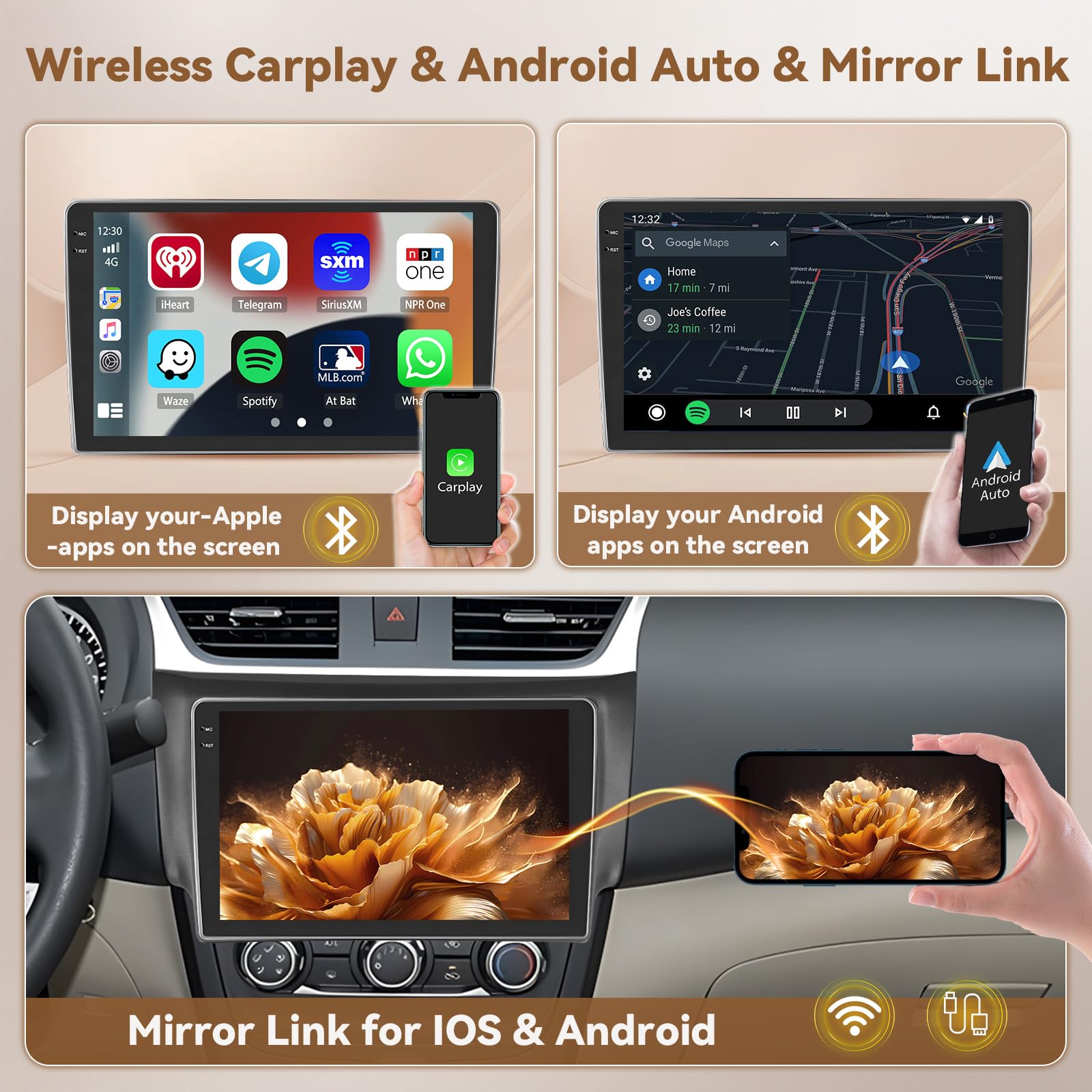 Hikity 4+64GB Radio Coche Android 15 para Nissan Sylphy Sentra B17 2016 con Carplay Android Auto Inalambrico, Incell Pantalla táctil de 10 Pulgadas con Bluetooth/GPS/WiFi/FM/RDS+Cámara Trasera+Mic