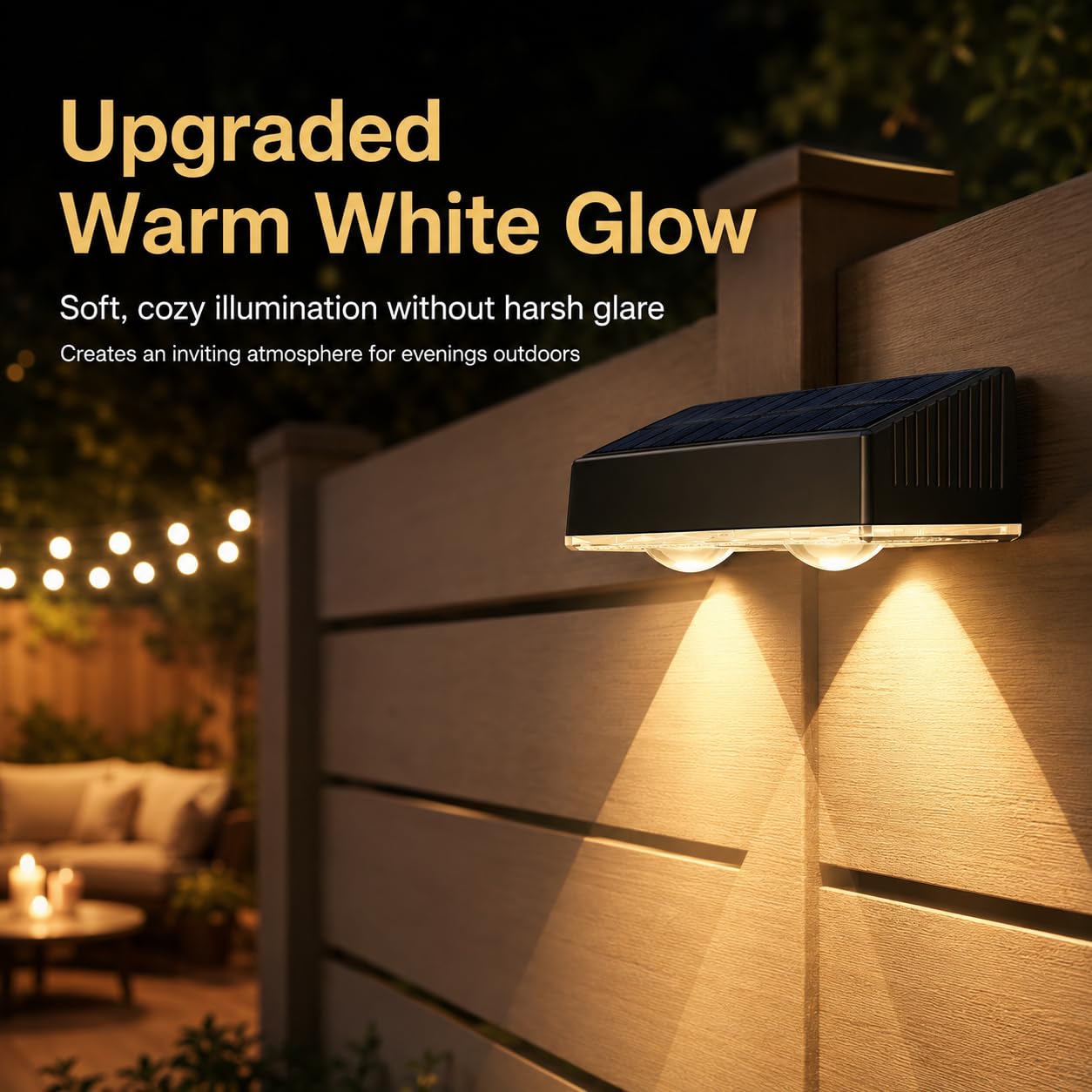auvstar Lampada Solare da Esterno di 8 Pezzi,Luci Solari Esterno Energia Bianco Caldo Illuminazione per Esterni,Applique da Solare IP65 Fissaggio Magnetico Vite per Giardino Camper Roulotte Terrazza