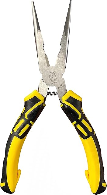 BOOSDEN 8 inch Needle Nose Pliers with Side Cutters, Precision Long Nose Pliers with Wire Cutters, Professional Needle Nose Spring Loaded Pliers, Used for Cutting Clamping Pinching Jewelry Making