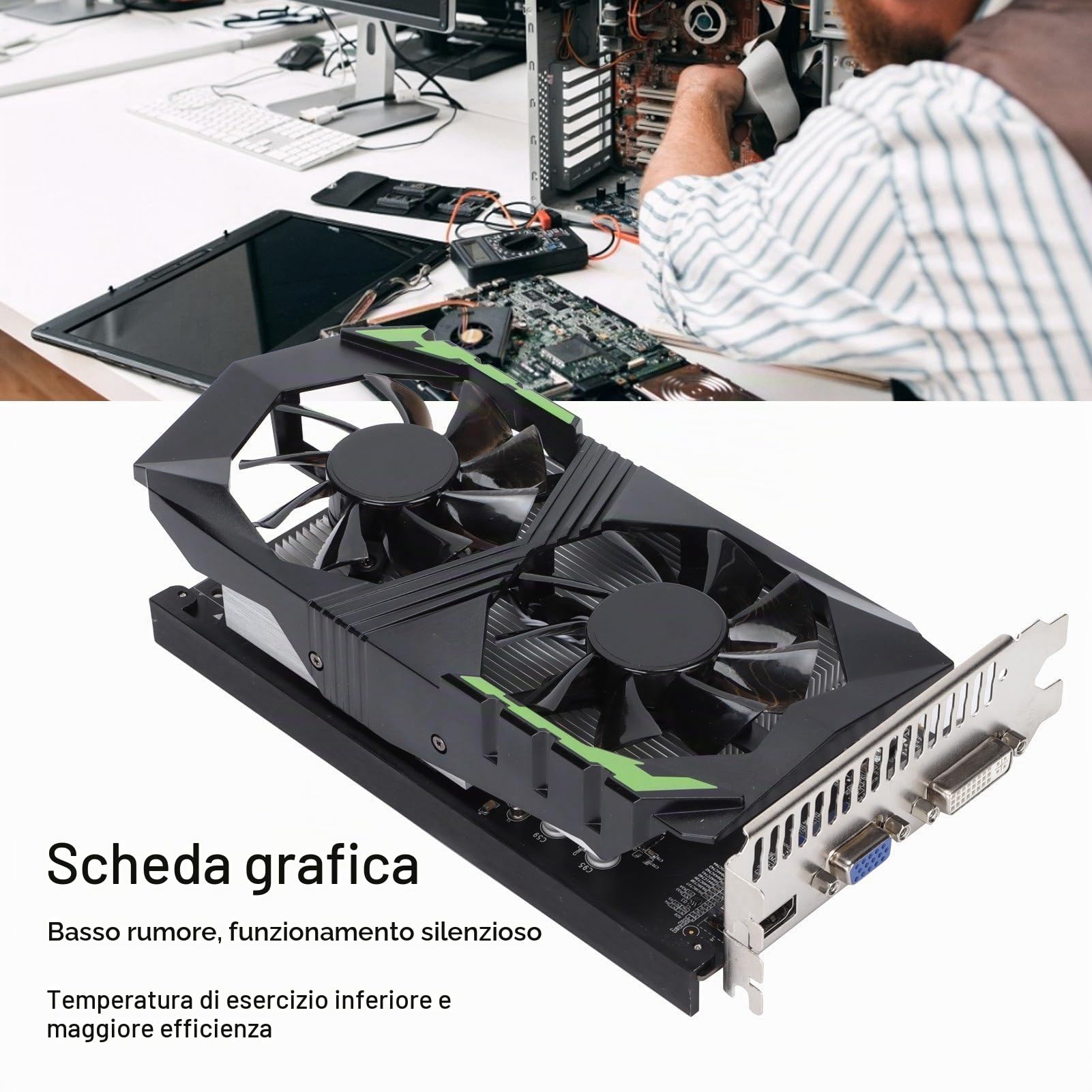 VBESTLIFE Scheda Grafica 1050TI da 4 GB, GPU DDR5 128 Bit, Scheda Video da Gioco PCIE 2.0 da 1350 MHz, Supporto Scheda Grafica per Computer Desktop per DirectX 12