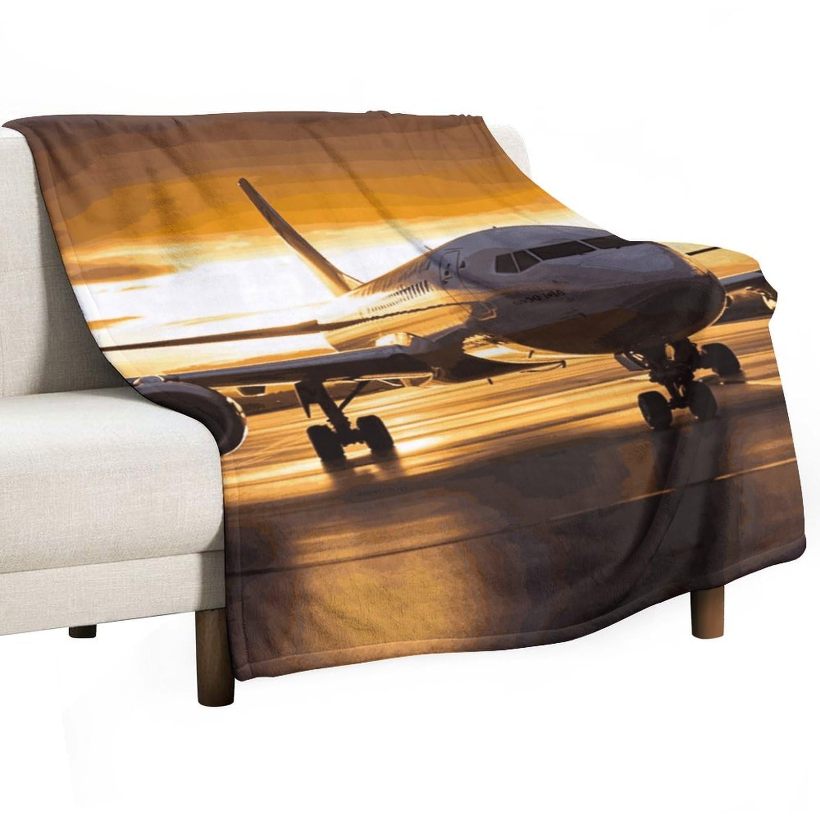 Couverture en flanelle légère au fini moelleux supérieur, plaid avion haut de gamme