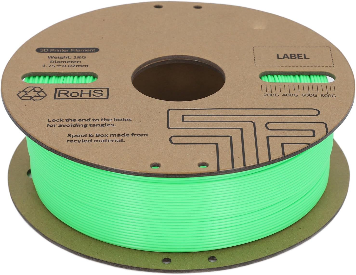 PLA 3D Printer Filament,1Kg Spool 1.75mm Dimensional High Accuracy 30 600MmS 3D Printing Green Filament,Suitable for Most FDM 3D Printer Accessories