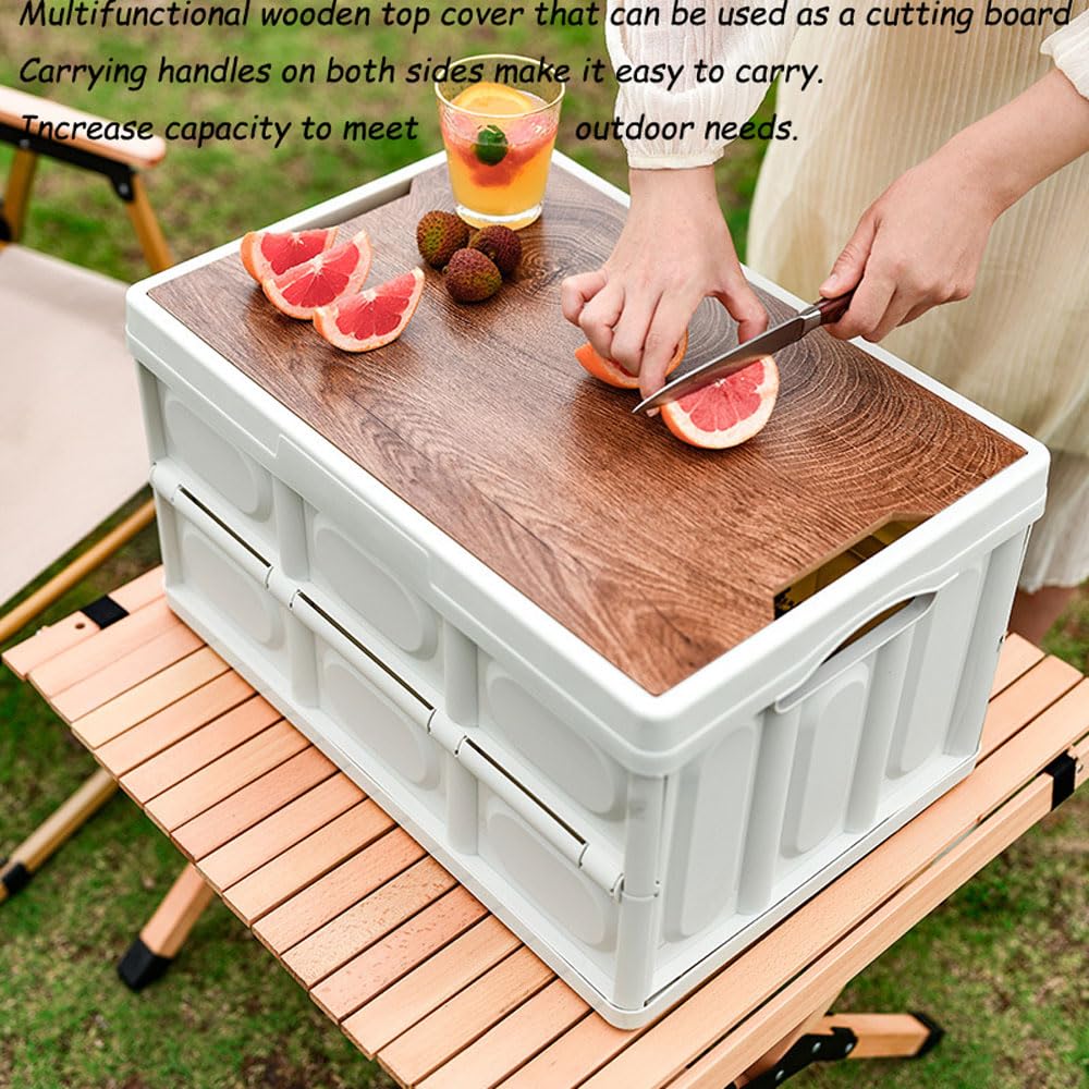 30L/55L Organizer do bagażnika samochodowego z drewnianą pokrywą, domowy składany schowek do bagażnika samochodowego, wodoodporny, wytrzymały, przenośny organizer do bagażnika samochodowego, kemping