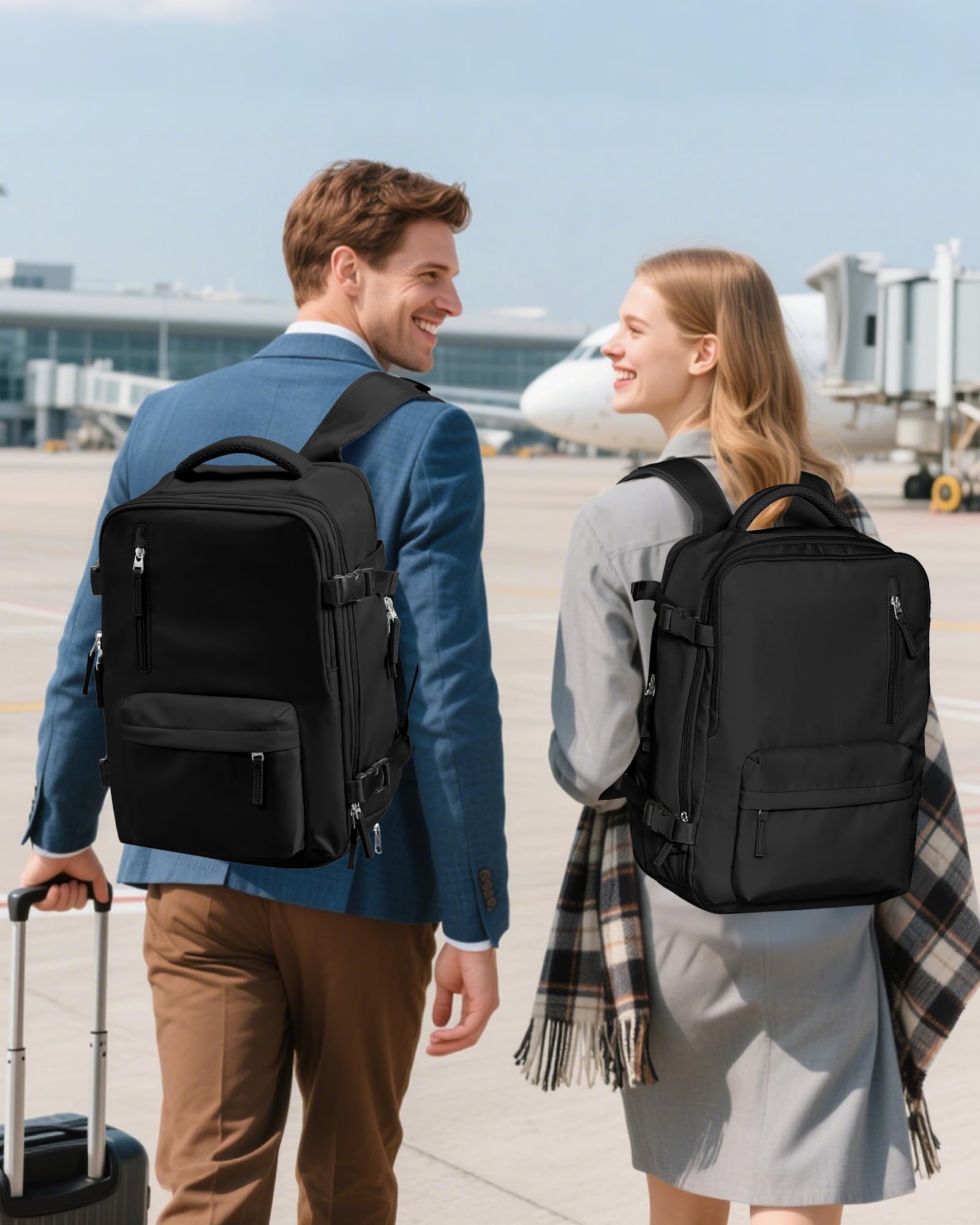 SZLX Zaino Ryanair 40x30x20 Sottovuoto Bagaglio a Mano 40x20x25 Donna Zaino da Viaggio 40x30x20 Wizzair Borse da Cabina per Easyjet 45x36x20 Uomo per Laptop 14 Pollici con Porta USB e Porta Scarpe