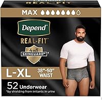 Depend Real Fit Maximum Absorbency Incontinence Underwear for Men, Large/Extra Large, 52 Ct - Breathable, Discreet Protection