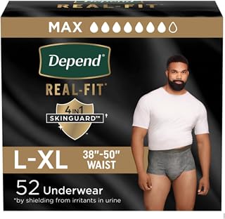 Depend Real Fit Maximum Absorbency Incontinence Underwear for Men, Large/Extra Large, 52 Ct - Breathable, Discreet Protection