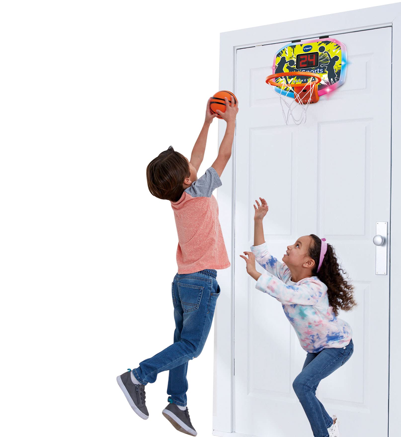 VTech - KidiSports Basketball, Canasta de Baloncesto interactiva, Juguete para niños +5 años, multijugador, 5 Modos de Juego, 2h de Juego, retos, concursos, versión ESP (3480-541622)