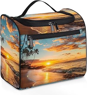 Sunset Beach Palm Tree Travel Toiletry Bag fo...