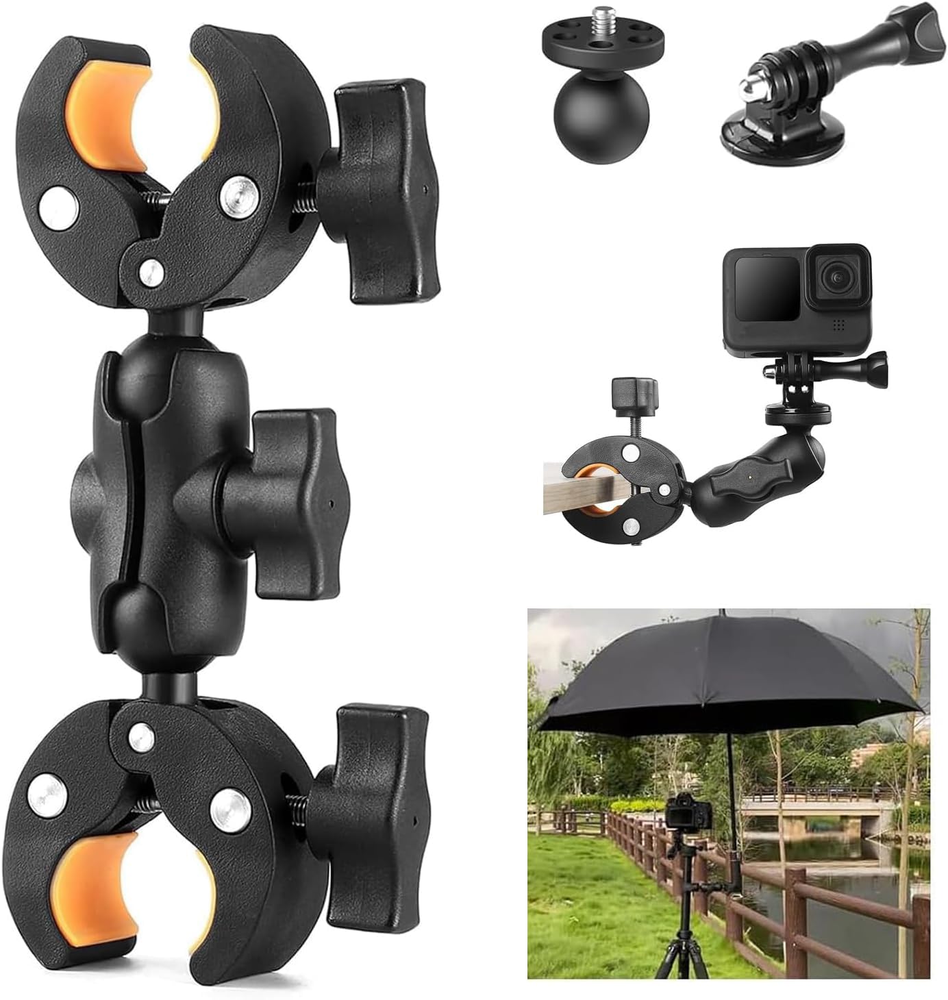 Game & Trail Camera Mount, 3 in 1 Aluminum 360 Degree Rotation Trail Camera Stand Mount Ground Holder, Thread Connection 1/4''-20 (6 mm) for Hunting Cameras, Solar Panels, etc.(1 Pack