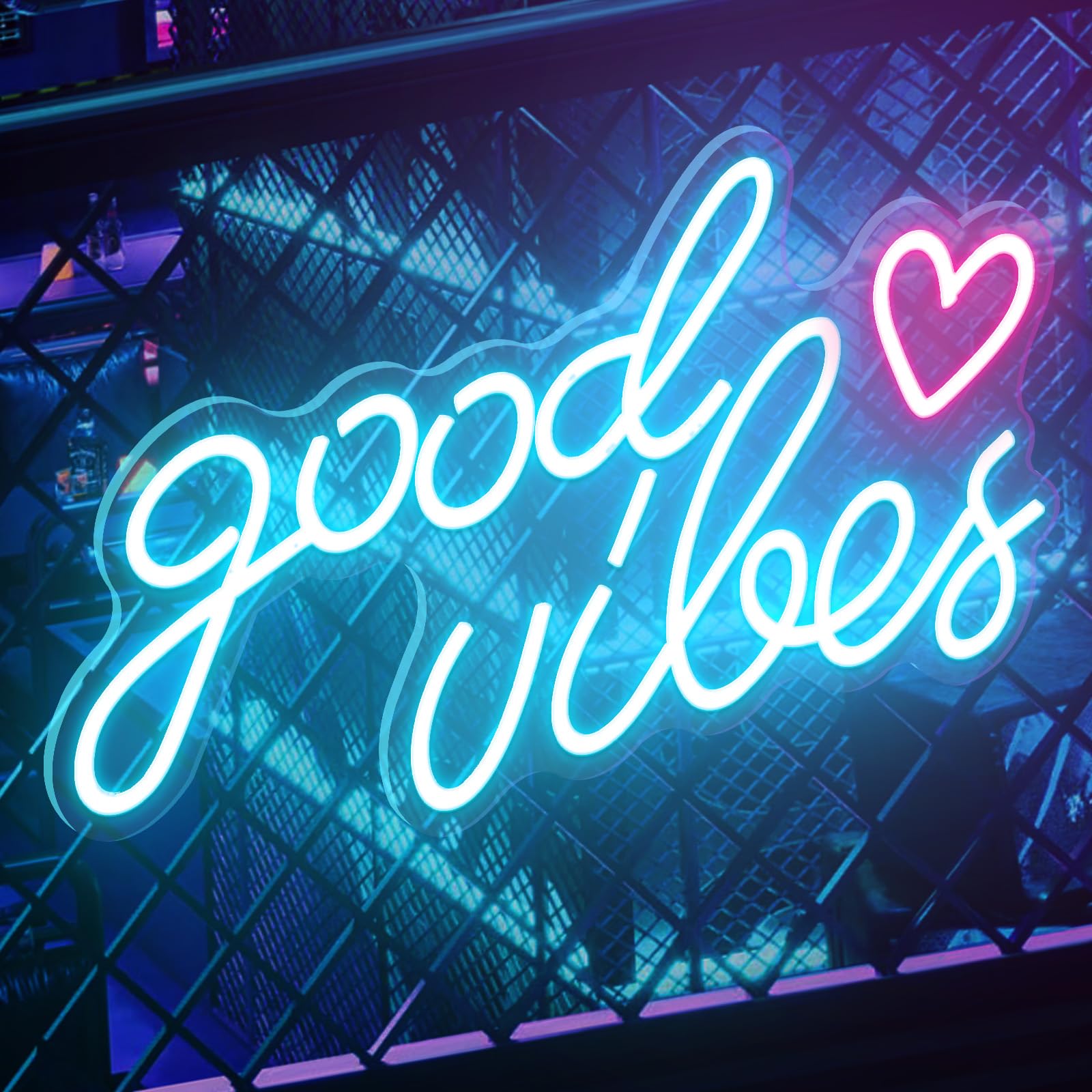 Blue Good Vibes Néon Led, Néon Mural Lettre Usb, Pour Chambre à Coucher, Chambre D'Enfant, DéCoration Murale, Bar, Mariage, FêTe