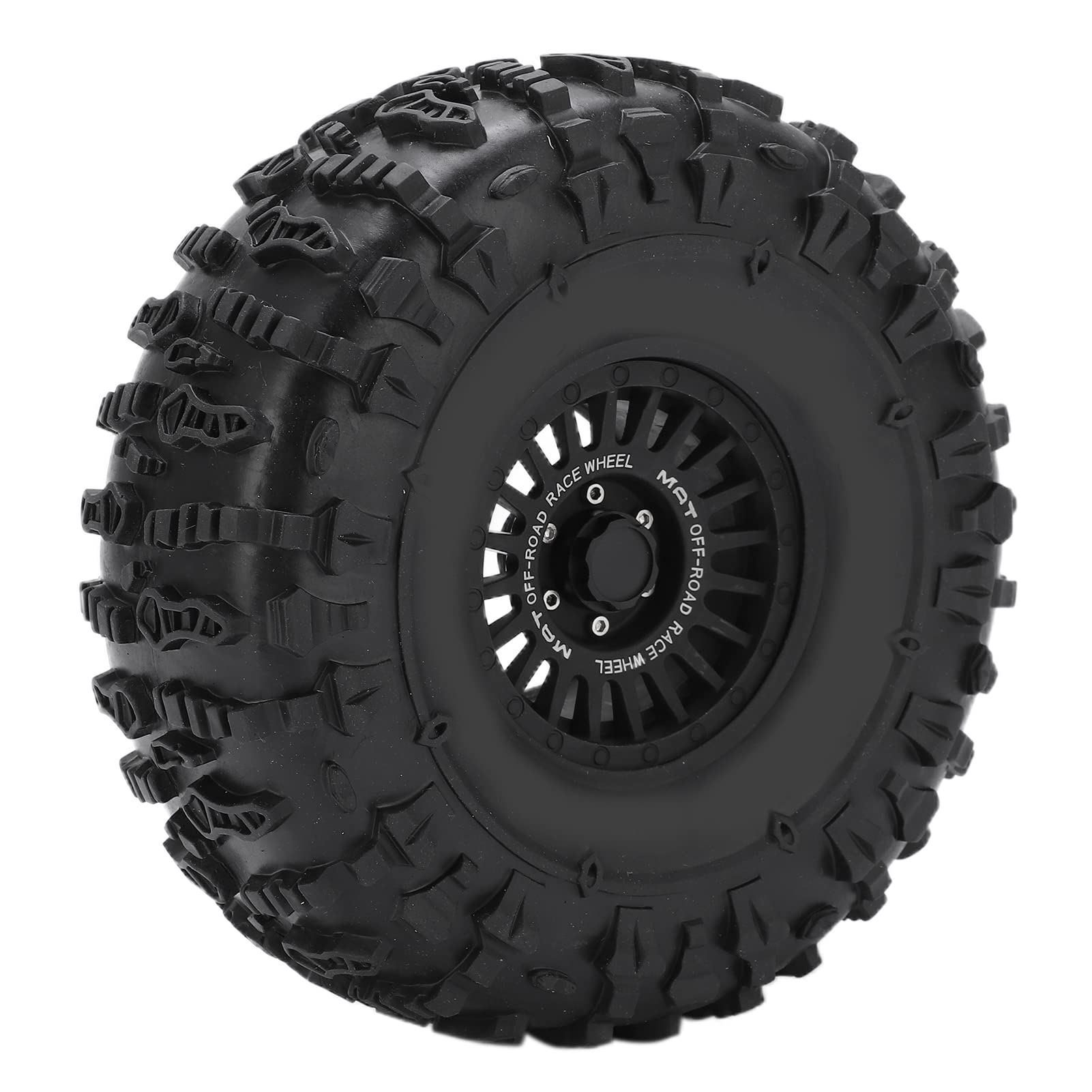 Timelli per auto telecomandate Auto Alluminio ruote in gomma in lega di gomma ad alte prestazioni forti impugnatura durevole per auto rc capra 1.9utb axi03004 rbx10 ryft 90048 (Nero)