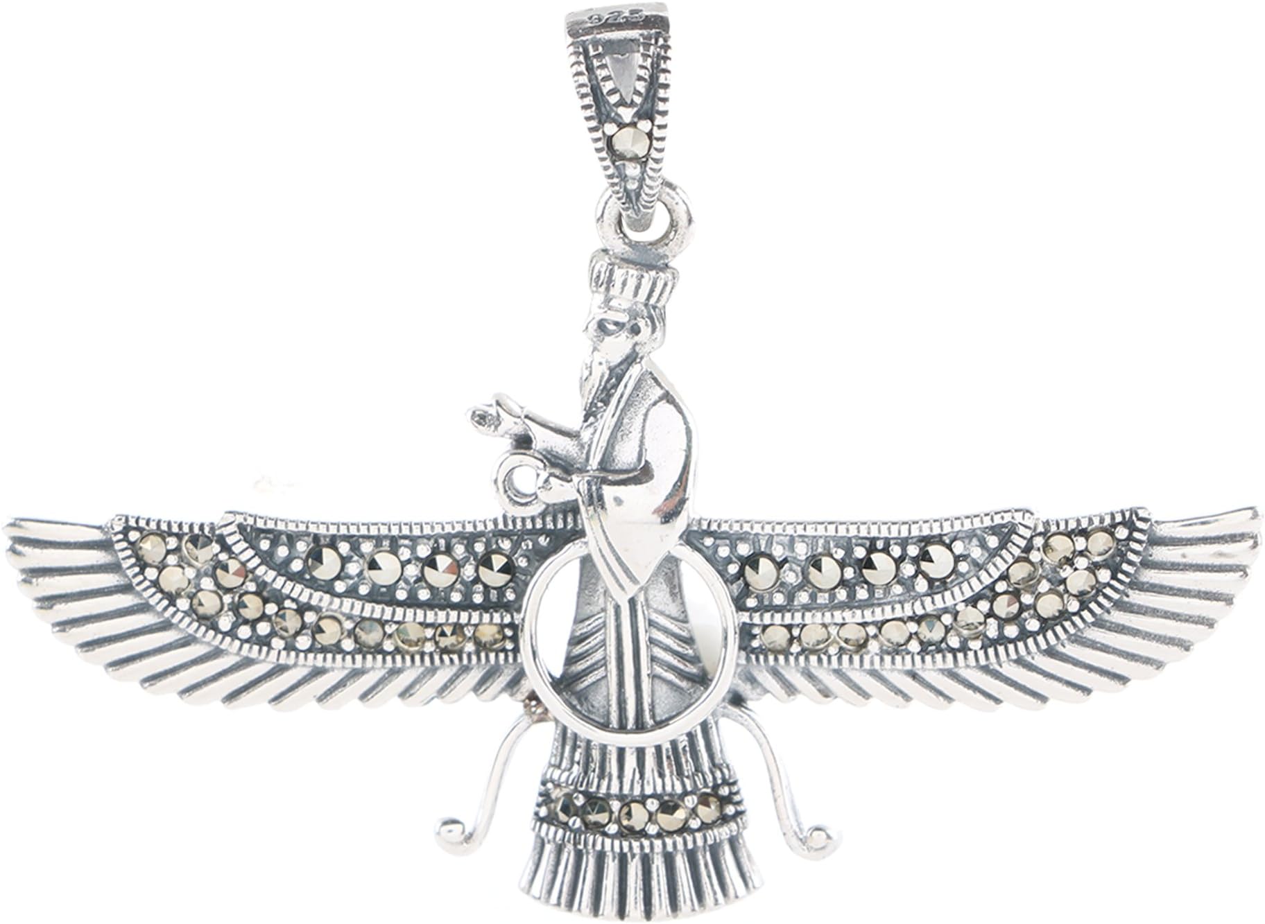 Ananth JewelsSomma Made with Swarovski Marcasite 925 Silver Pendant Asho Farohar for Men