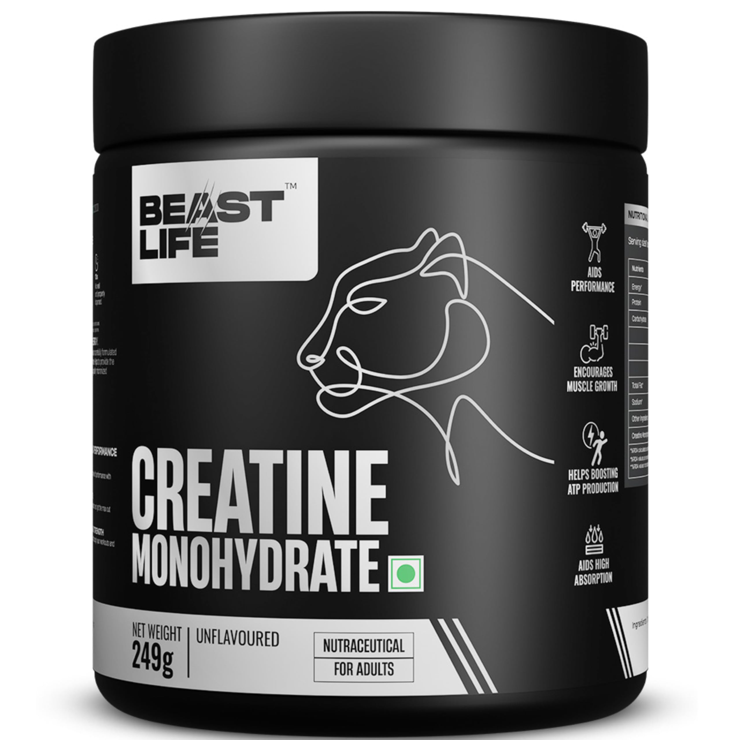 Super Micronized Creatine Monohydrate 249g | 83 Servings Unflavoured Powder| NABL Lab Tested | Premium Sports Nutrition for Strength & Performance