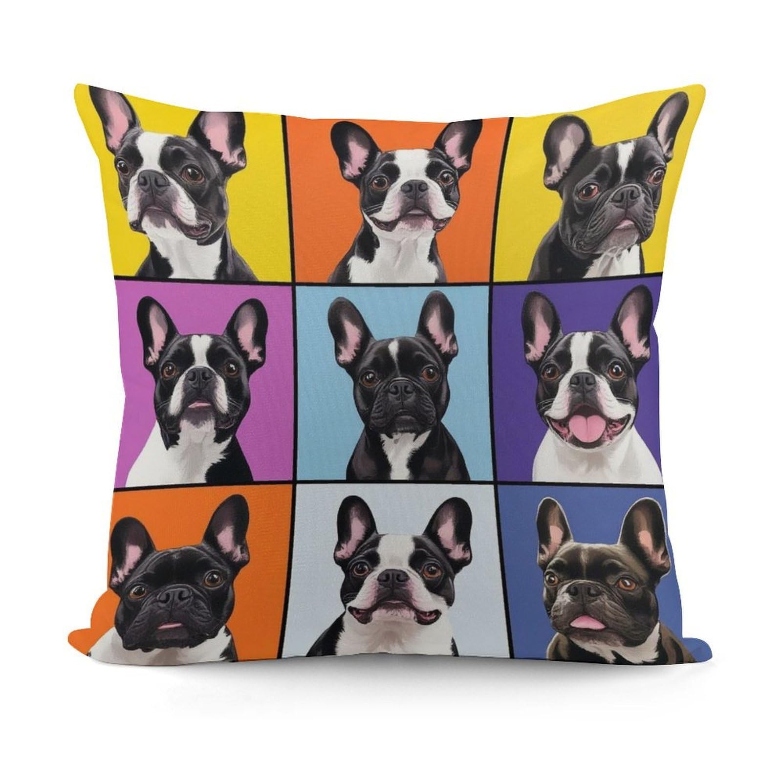 Smazdfxx Picture(606) Softffy French Bulldog Pet Cushion Covers Comfort Plush Pillow Cover For Sofa Bedroom Pillow Shell