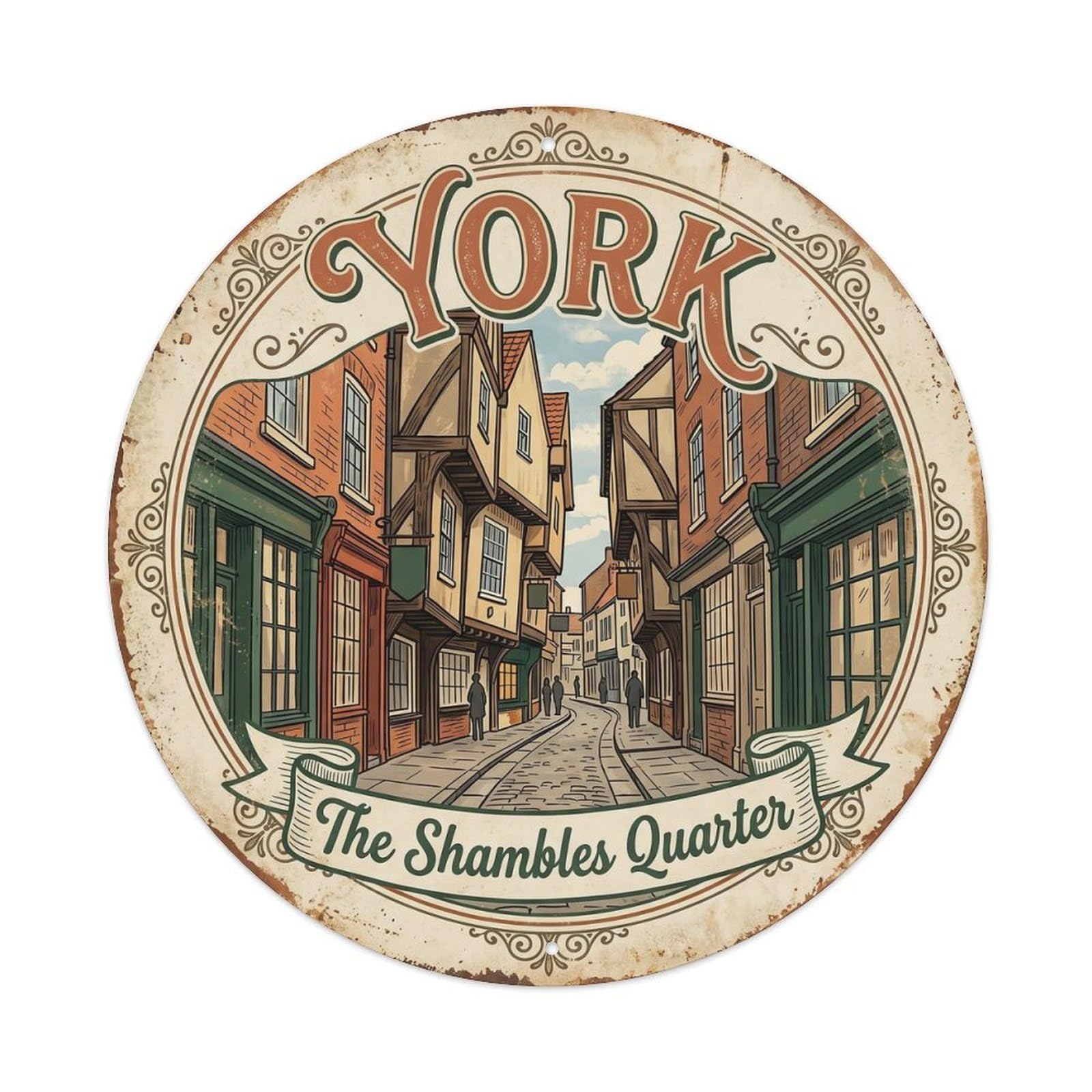 Vintage Travel York Shambles Street Metal Tin Sign