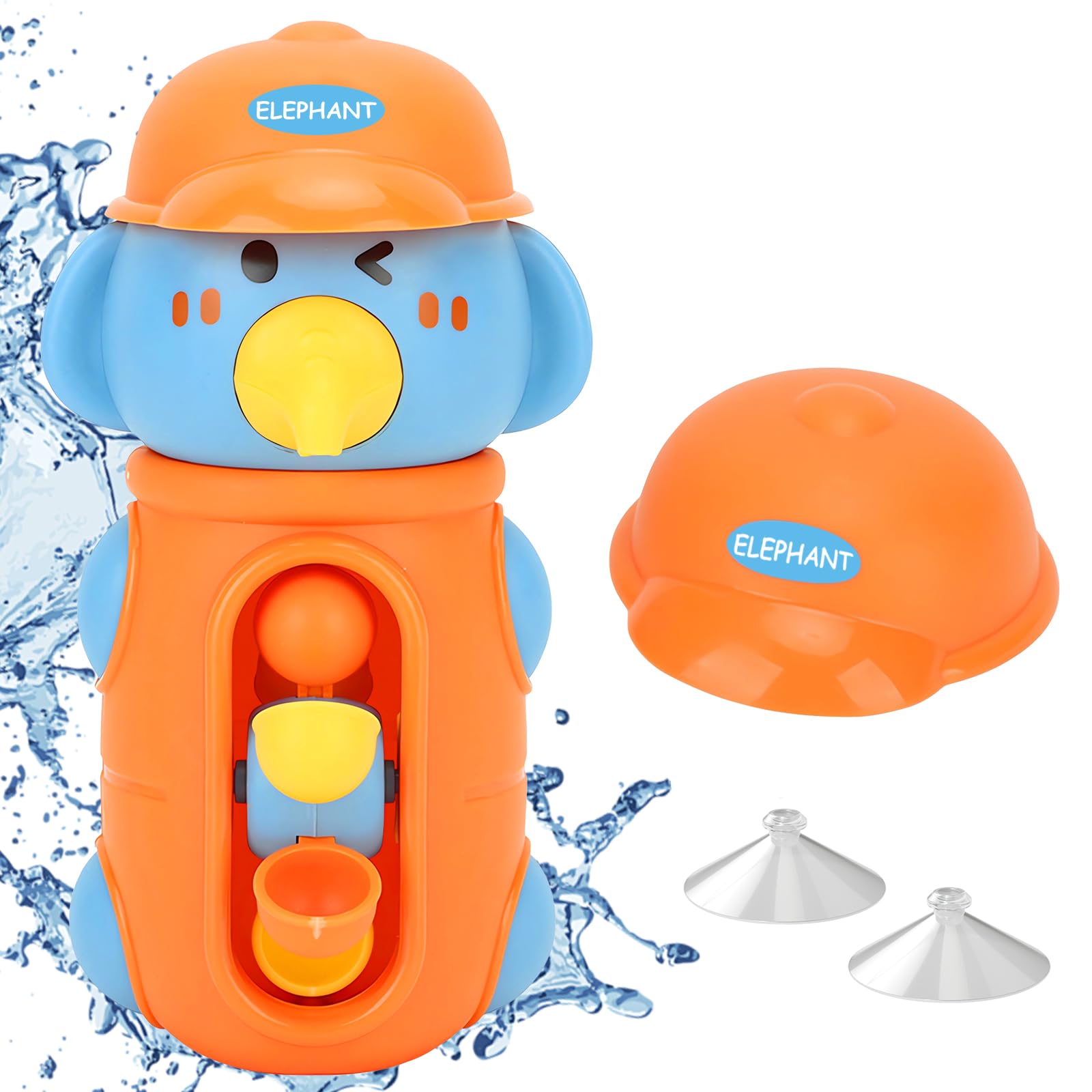 Boloshine Juguetes de Baño para Bebés, Juguete De Baño Rueda de Agua de Pato, Divertido Baby Bath Toy con Ventosas Fuertes para Niños Niñas de 2 a 4 Años (Elefante)