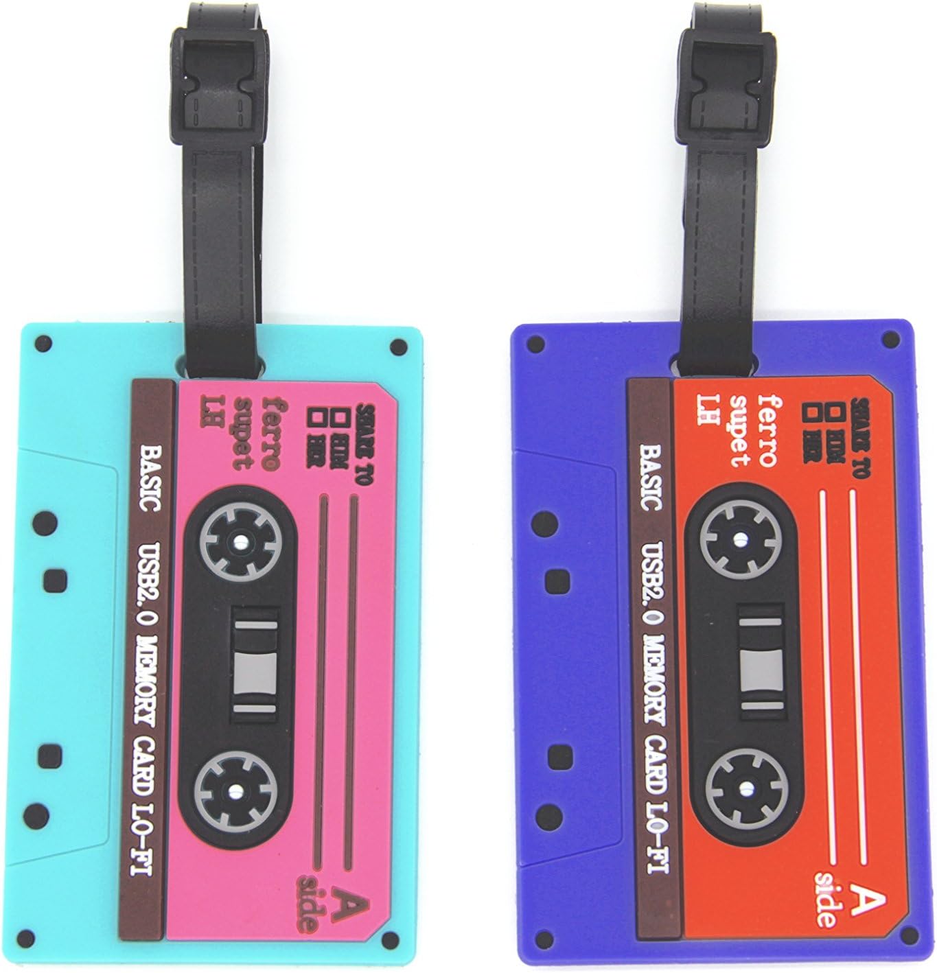 CellDesigns Set of 2 Cassette Tape Luggage Tag Suitcase ID Tag with