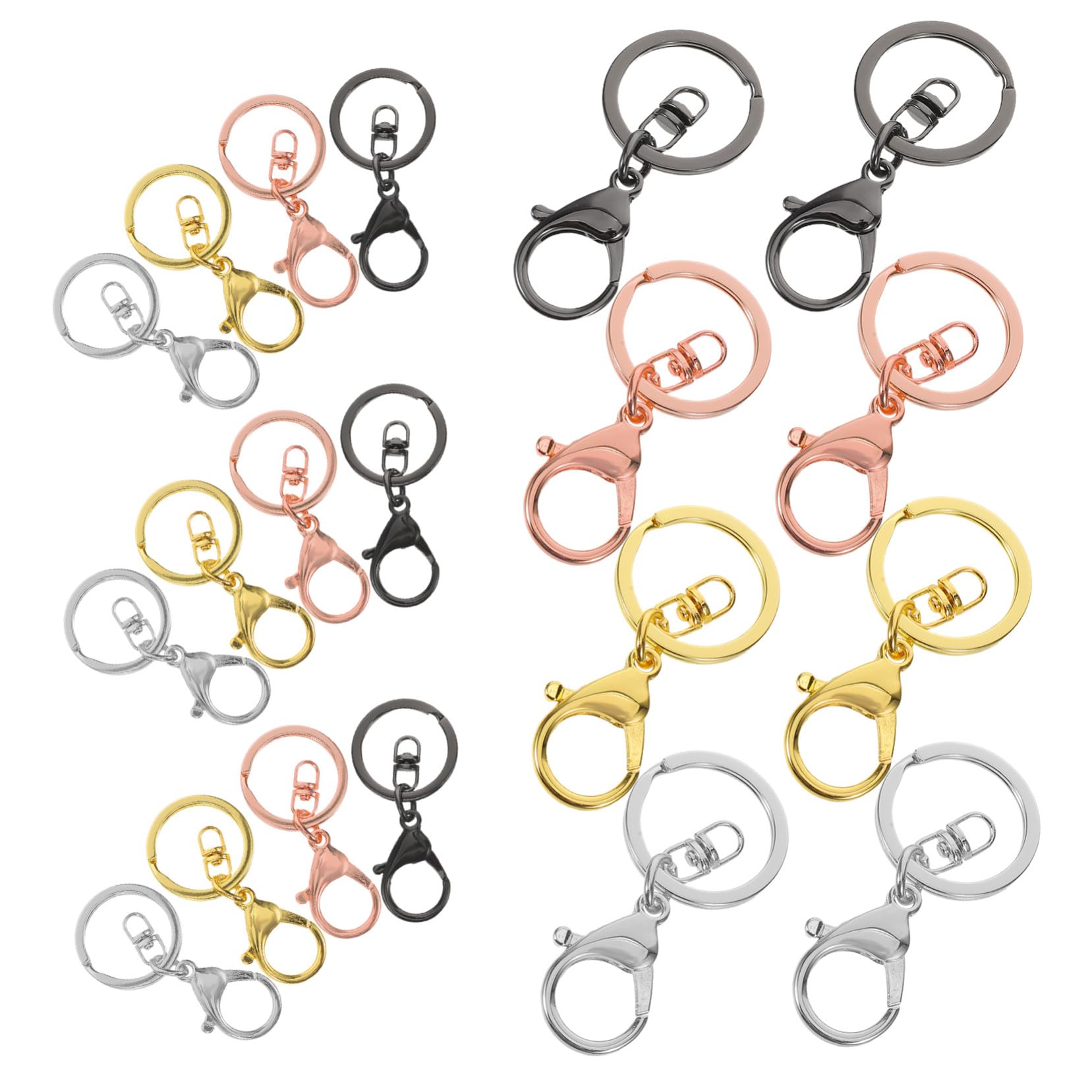 Cabilock 20pezzi Portachiavi in Metallo Con Gancio Scatto Clip Per Cordino Chiusura Moschettone Per Borse Portachiavi Per Borsetta in Oro Rosa Oro Scuro e Argento