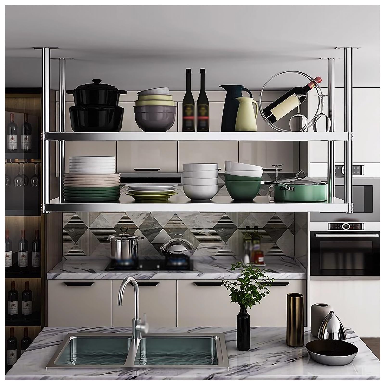 Étagère de rangement en acier inoxydable 100cm pour cuisine et restaurant