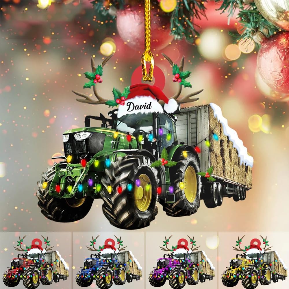 Custom Tractor Ornament, Personalized Tractor Christmas