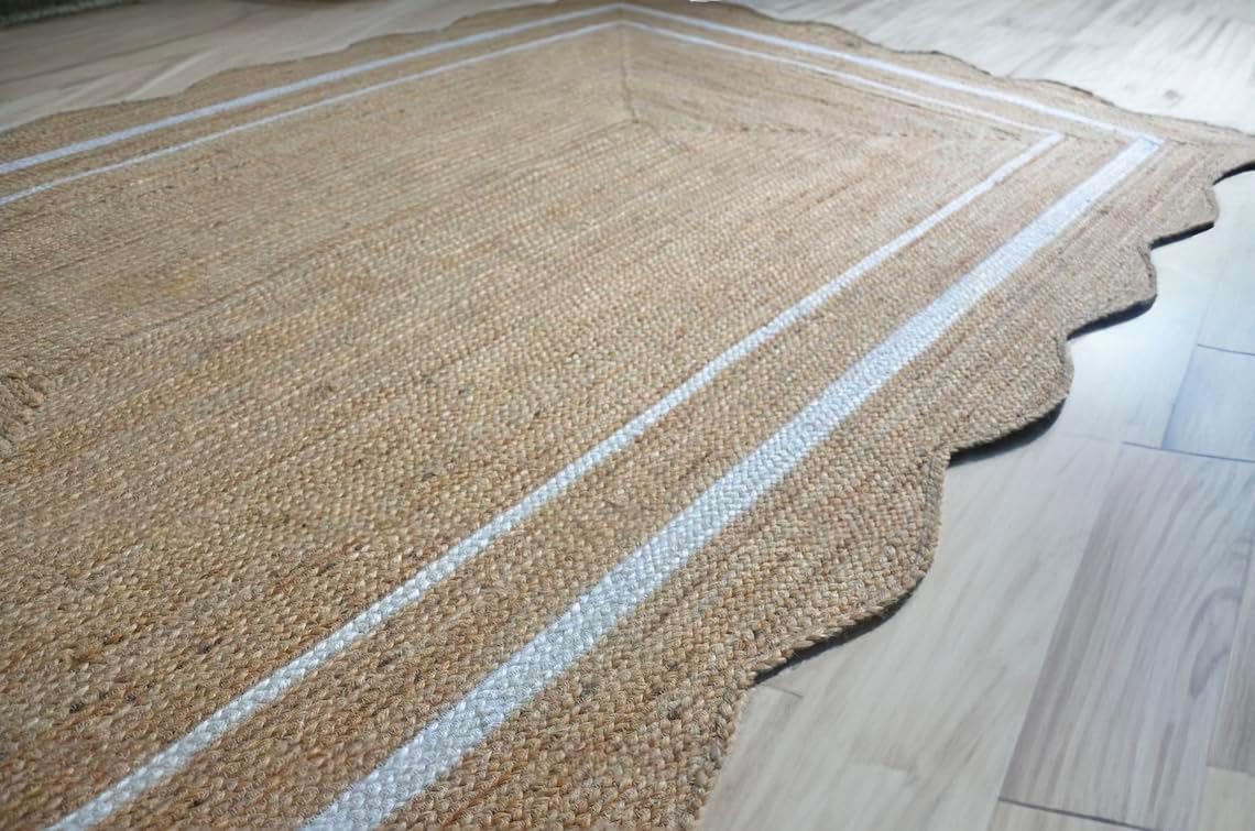 Tappeto reversibile in iuta, 1,8 x 2,3 m, bianco smerlato