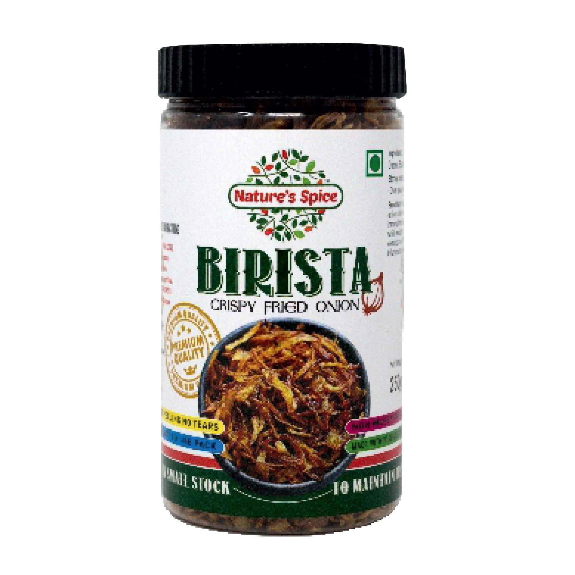 Nature's Spice - Pure as Nature Intended Birista Fresh Crispy Fried Onion 250g Golden Pyaz Used For Biryani,Noodles,Gravies & Indian Curries|Healthy & Tasty Snack