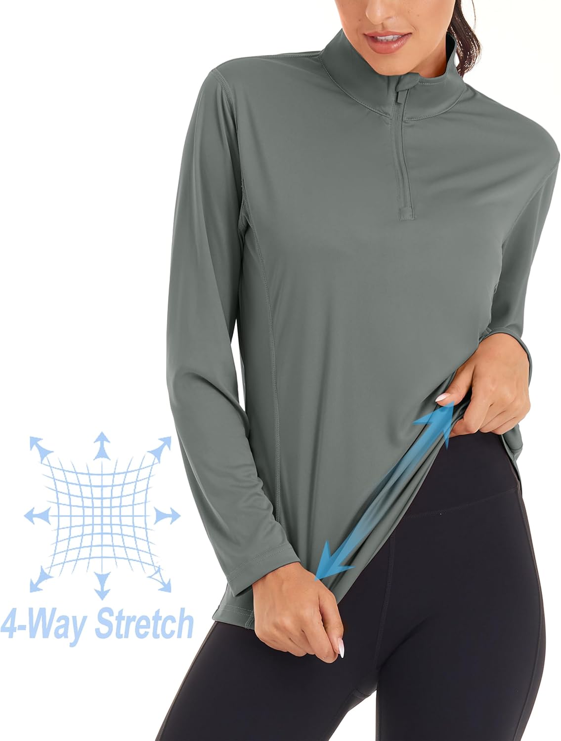 MAGCOMSEN Women's Shirts Long Sleeve 1/4 Zip UPF50+ UV Sun Protection Quick Dry Workout Hiking Athletic Shirts Rash Guard - Image 4