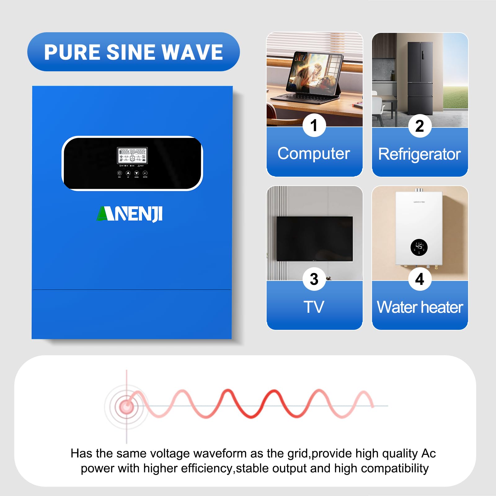 11kW Solar Hybrid wechselrichter 48VDC zu 230VAC Reiner Sinus Wechselrichter, Built-in 2 MPPT, Kann Strom in Das Netz Einspeisen Kann Ohne Batterie Verwendet Werden, Built-in WiFi-Modul