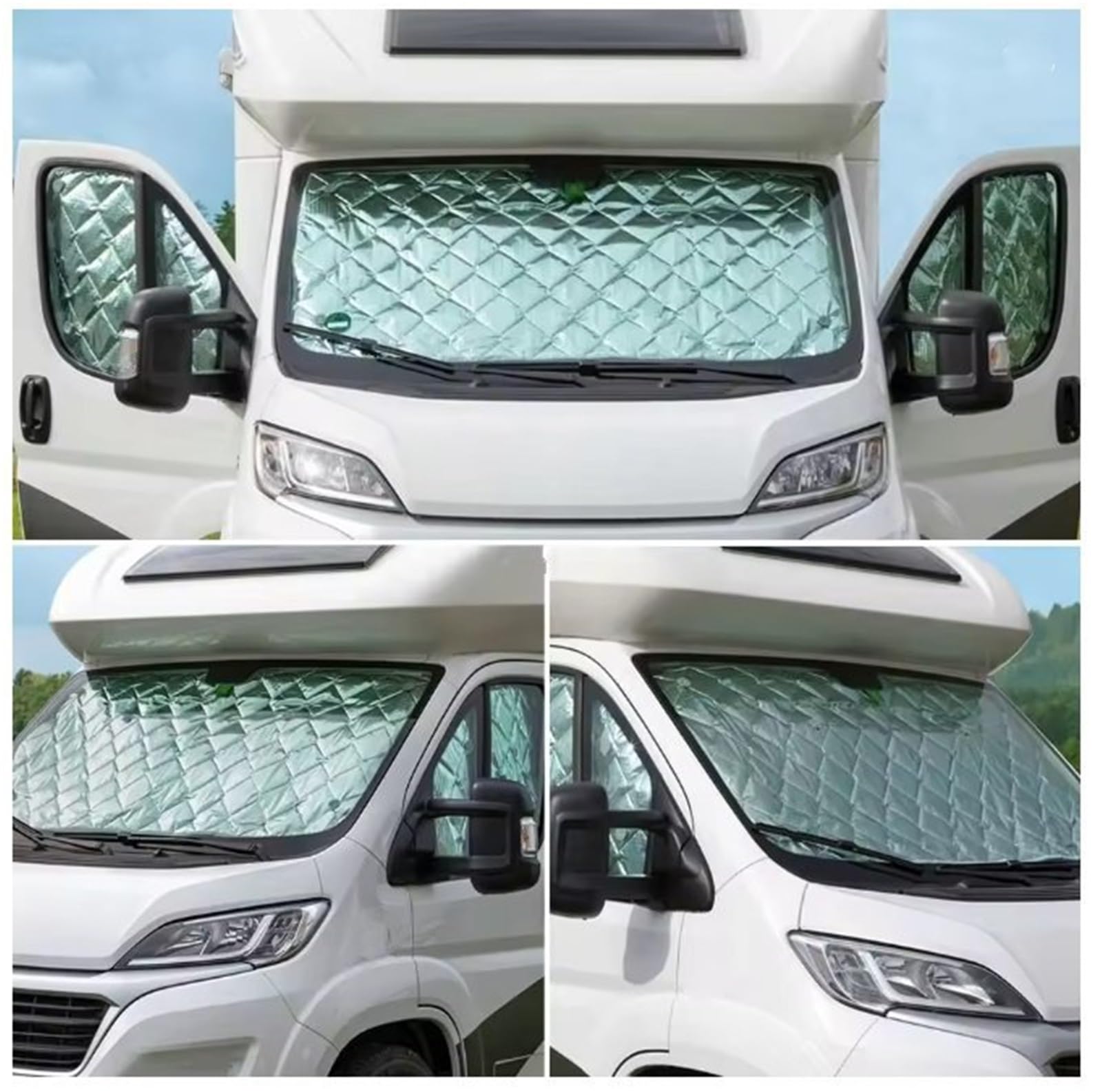 Parasol Térmico Para Fiat Ducato 2006-2022, 3 Piezas Con Ventosas, Protección Solar Total