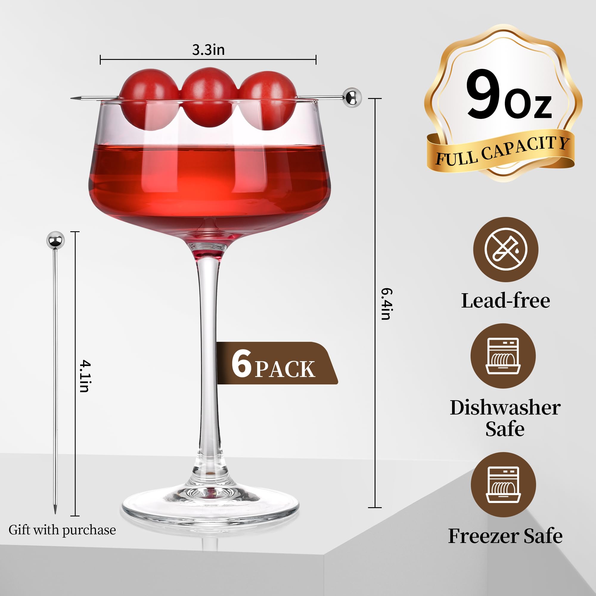 Drinking Glasses Set Of Coupe Glasses Set Of 6, Martini Glasses