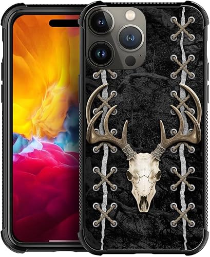 Miniatura 1 de DAIZAG Funda compatible con iPhone 15 Deer Skull Hunter Caza Teléfono Caso a prueba de golpes suave TPU Funda para iPhone 15