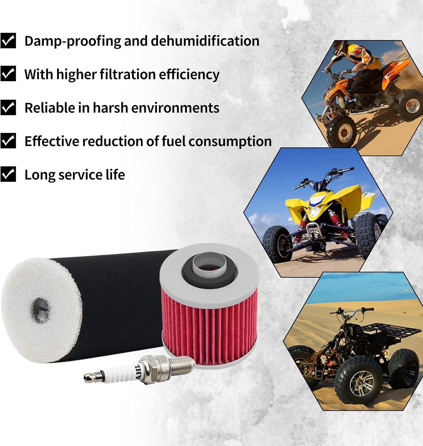 XuLong Air Filter Oil Filter Spark Plug Compatible with Yamaha Grizzly 660 YFM660FH YFM660FHW YFM660FA YFM660FASE YFM660FAH YFM660FAH YFM660FLE YFM660F 4x4