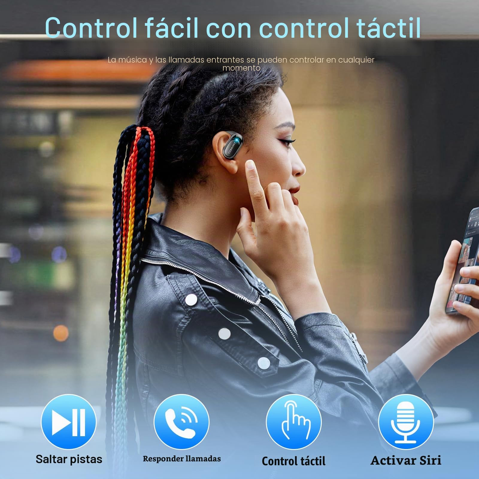 Auriculares Oreja Abierta, 58H Auriculares Deportivos Bluetooth 5.4, HiFi Estéreo Cascos Inalámbricos, Ganchos Giratorios para Orejas, Llamada ENC, IPX7 Impermeable para Fitness Correr, Negro
