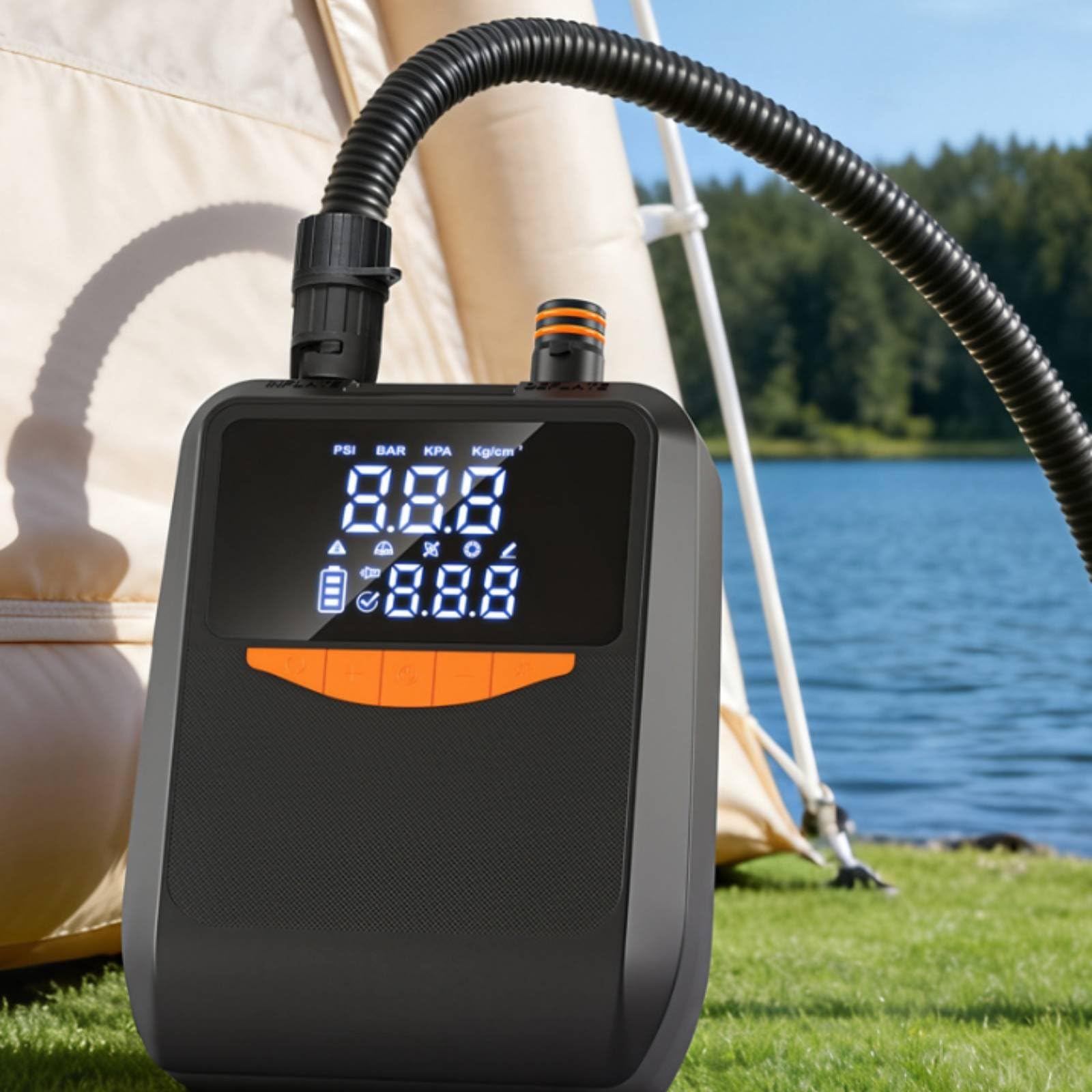 Pompe à Air Portable Compresseur Gonflable Pompe Électrique Gonfleur Double Fonction Affichage Numérique en Psi Arrêt Automatique Batterie Haute