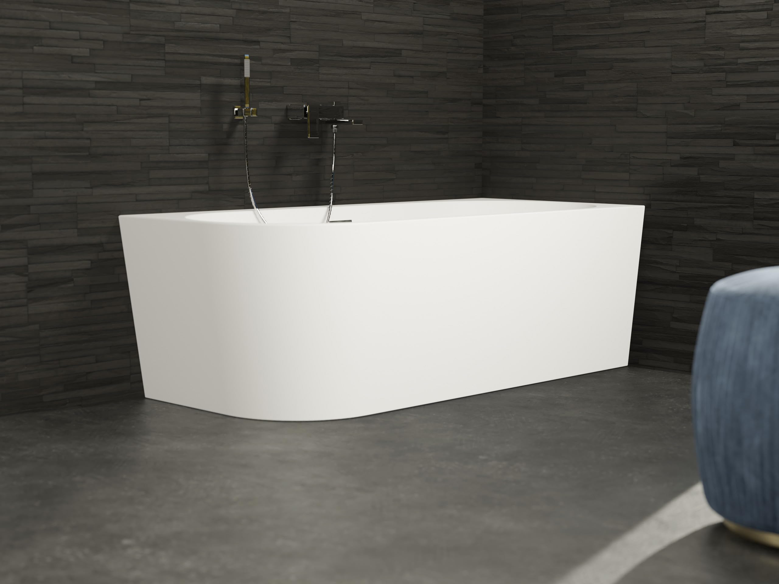 SPALINA CAPRI DROITE - Vasca freestanding a parete Destra L 170 x l 76 cm