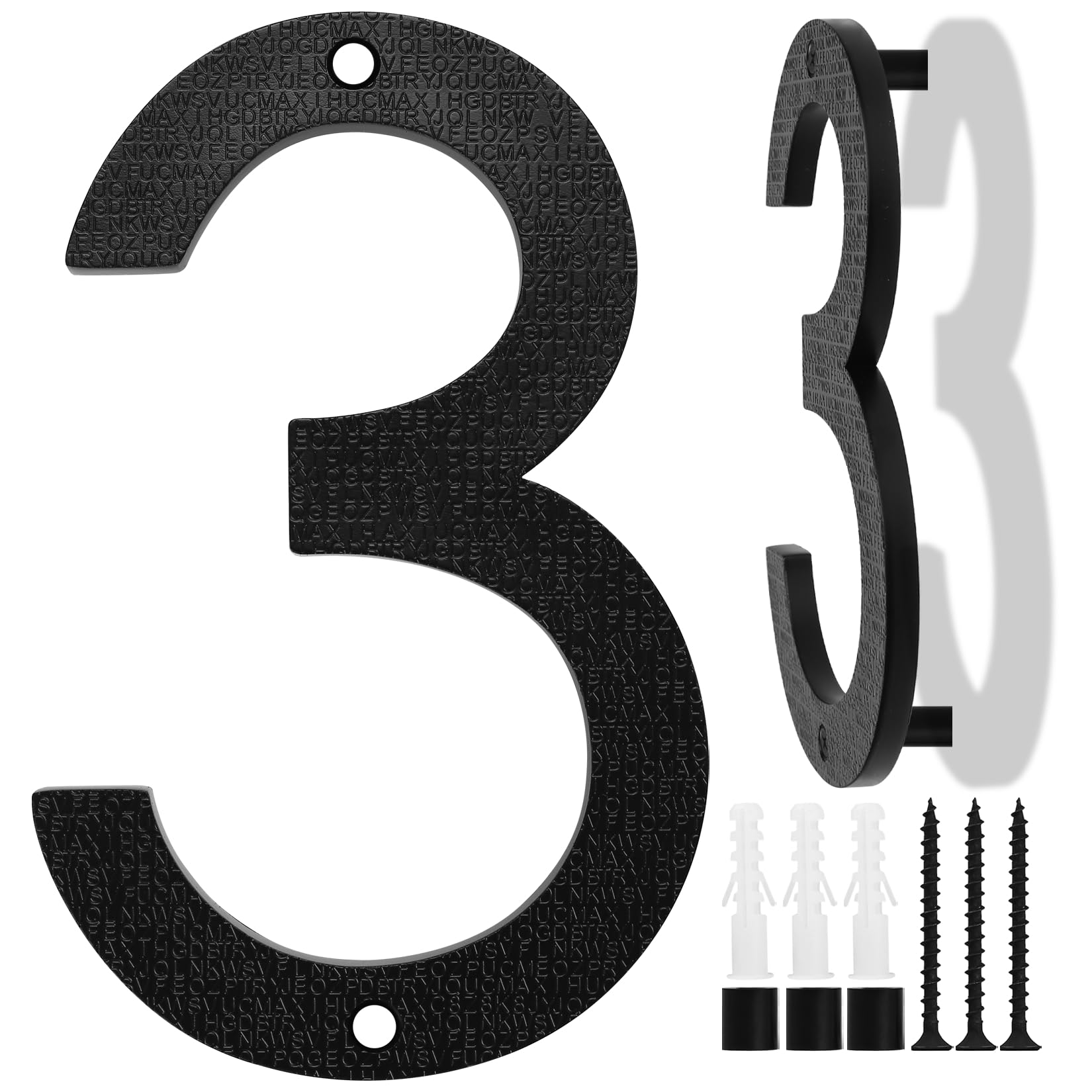 Black House Number, 20cm Large, Floating House Number Plaque