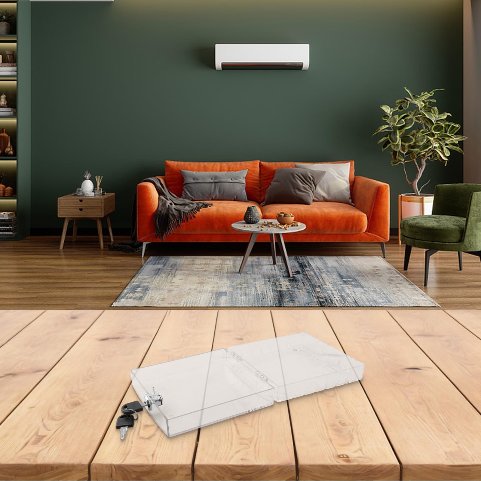 Coperchio termostato in acrilico chiudibile a parete, scatola trasparente per controllo della temperatura CA con 2, anti-manomissione per custodia di protezione, 16 x 15 x 6 cm