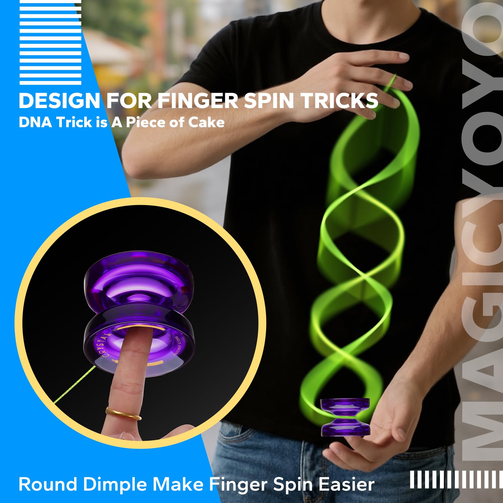 MAGICYOYO K2 Crystal Yoyo for Kids Professional Finger Spin Tricks Yoyo, Dual Purpose Responsive & Unresponsive Yo Yo - Image 3