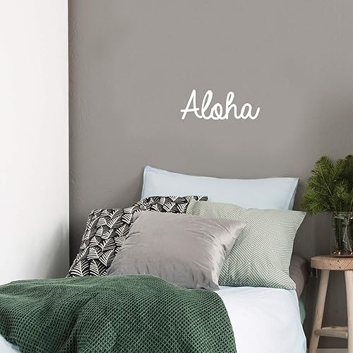 Miniatura 2 de Calcomanía de vinilo para pared, Aloha - 5.7 x 15 pulgadas - Moderna inspiradora frase hawaiana de amor hola palabra para el hogar, dormitorio,