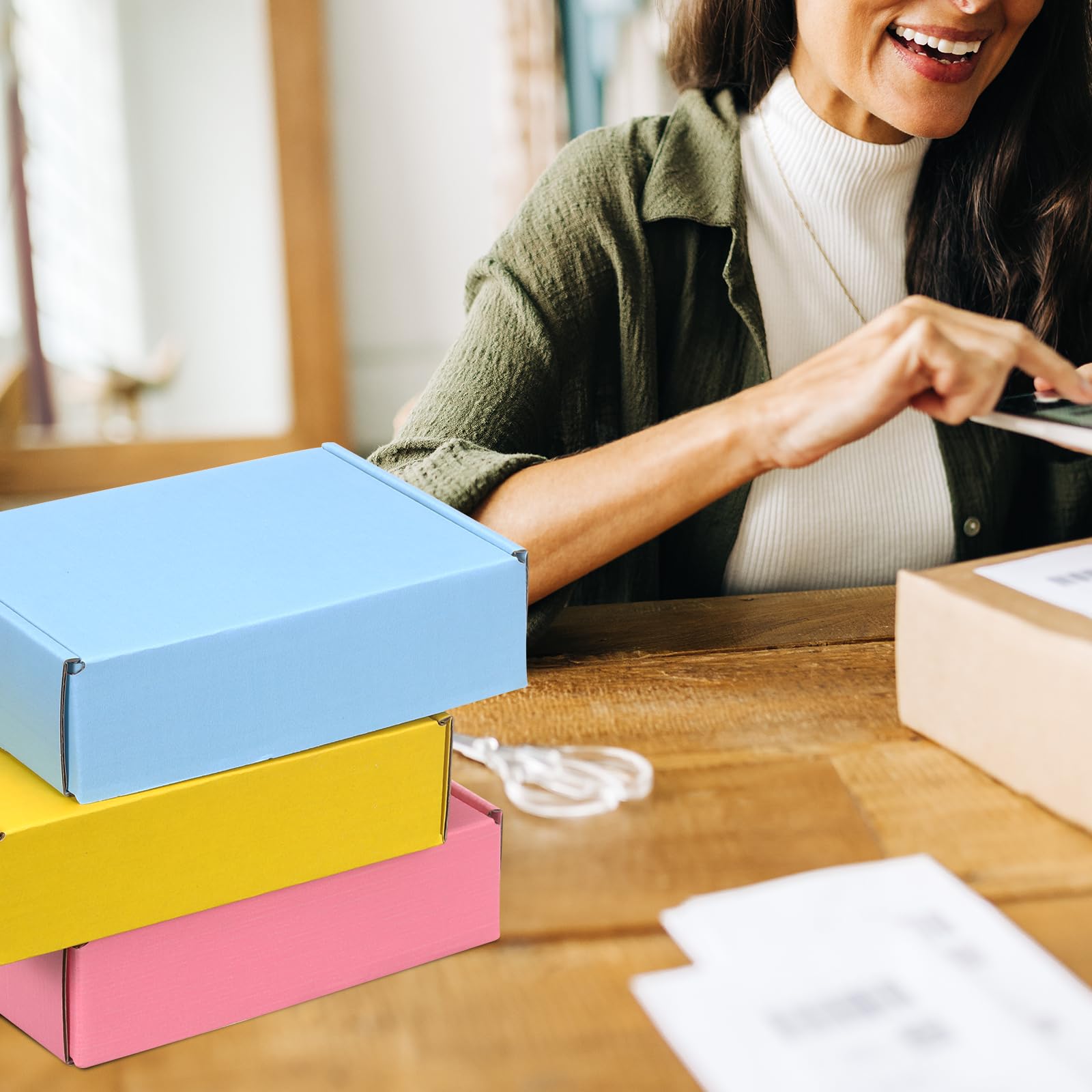 PATIKIL Cajas de envío de 8 x 7 x 3 pulgadas, paquete de 30 cajas de cartón corrugado duro, bonitas cajas de cartón para publicidad, embalaje de correo, almacenamiento de regalos para pequeñas
